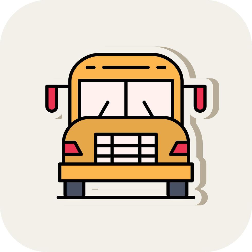 School Bus Line Filled White Shadow Icon vector