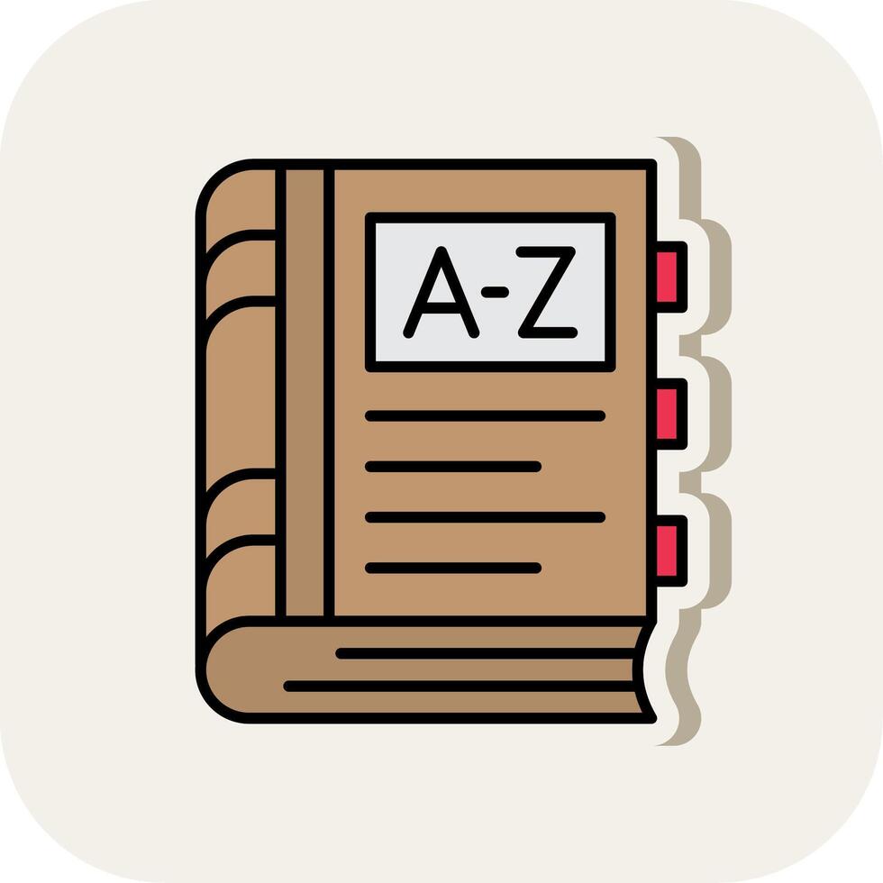 Dictionary Line Filled White Shadow Icon vector