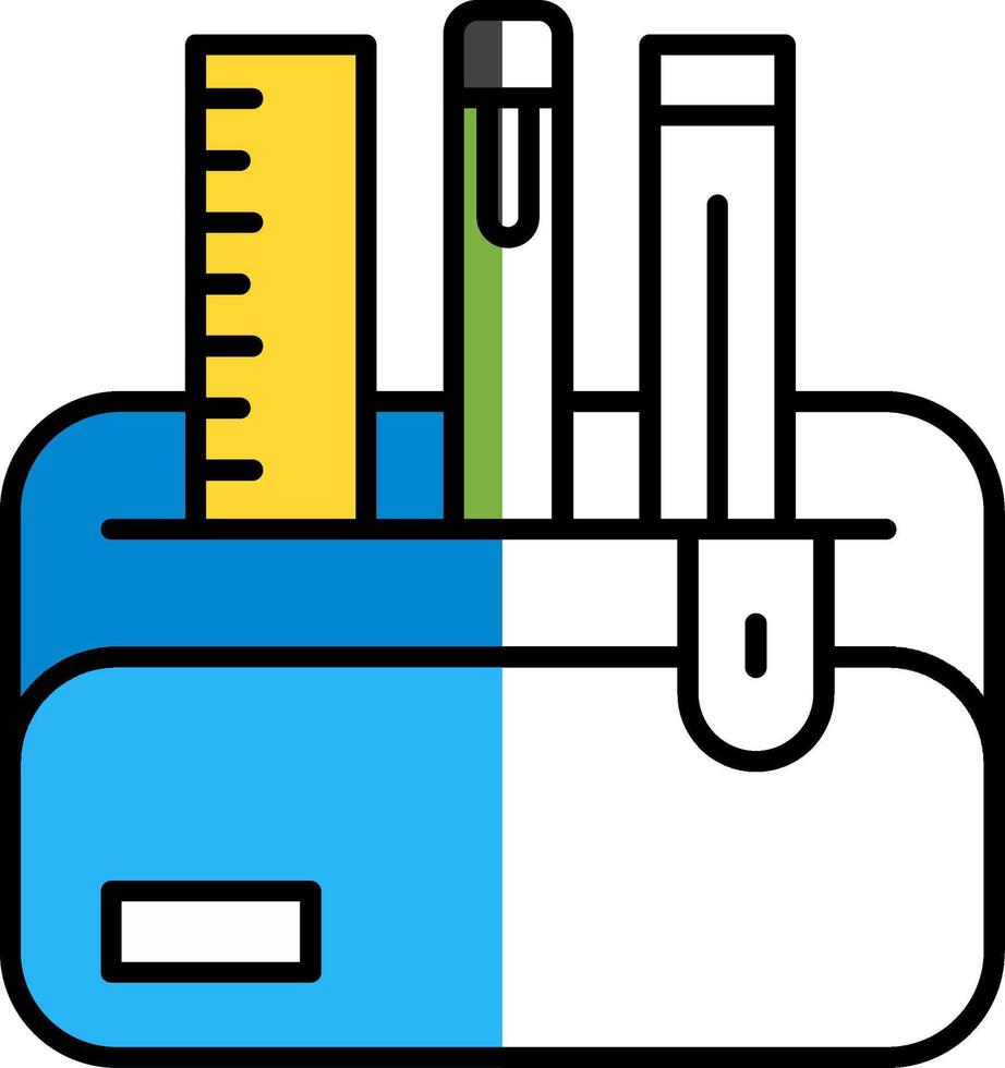 Pencil Case Filled Half Cut Icon vector