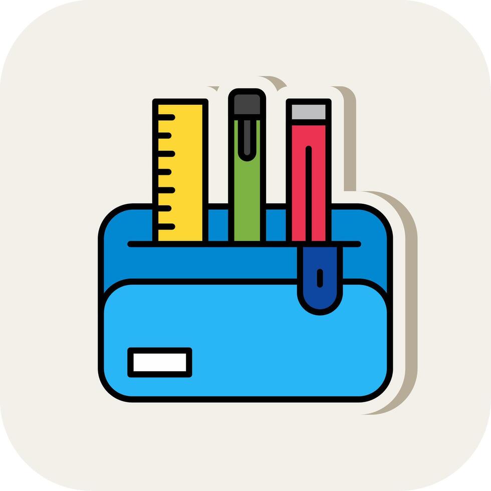 Pencil Case Line Filled White Shadow Icon vector