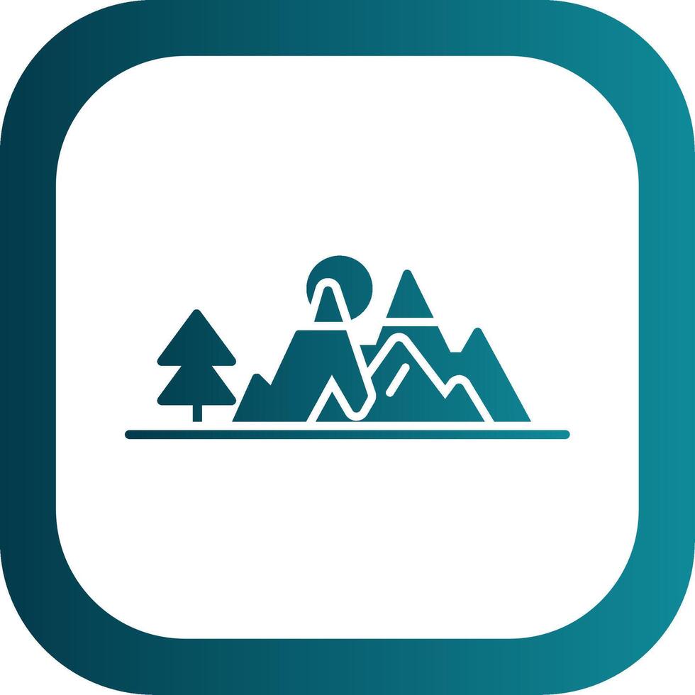 Mountains Glyph Gradient Round Corner Icon vector