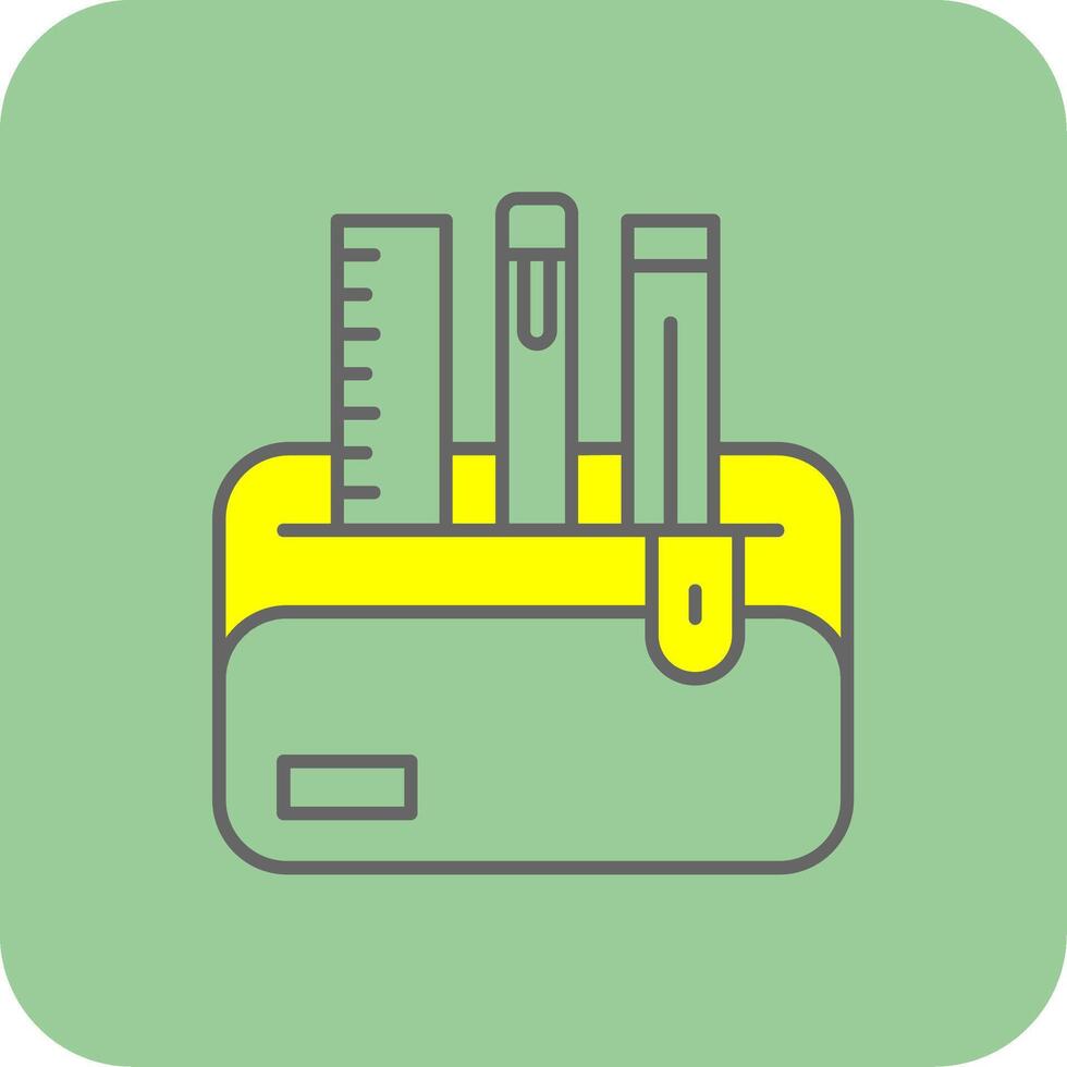 Pencil Case Filled Yellow Icon vector