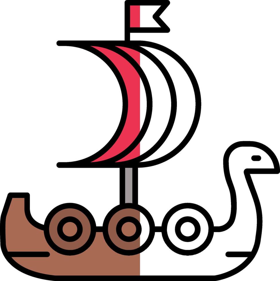 Viking Ship Filled Half Cut Icon vector