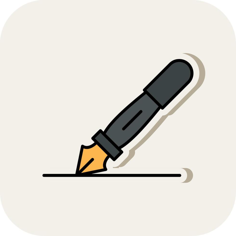 Fountain Pen Line Filled White Shadow Icon vector