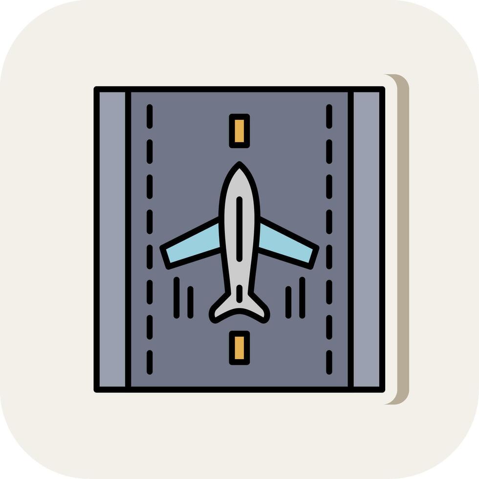 Landing Airplane Line Filled White Shadow Icon vector