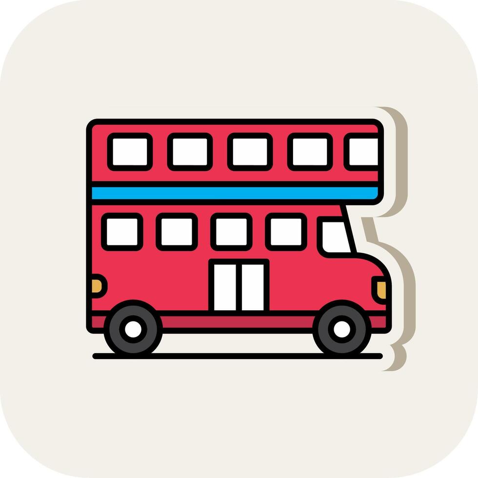 Double Bus Line Filled White Shadow Icon vector