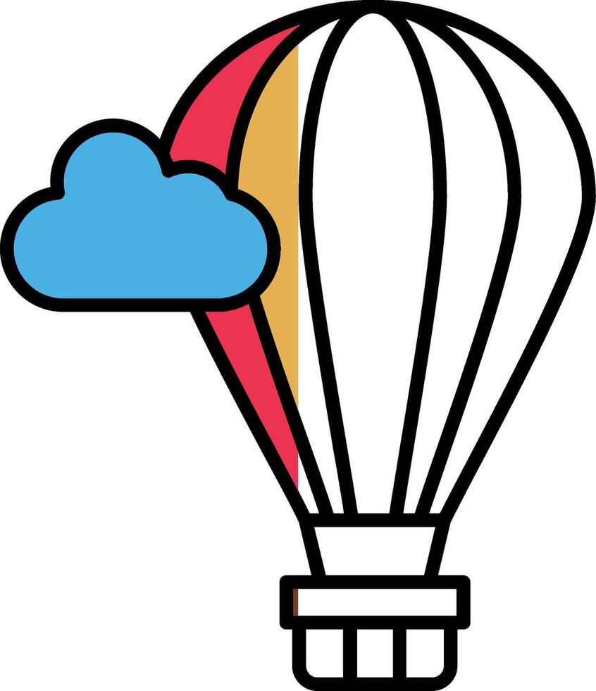 Hot Air Balloon Filled Half Cut Icon vector