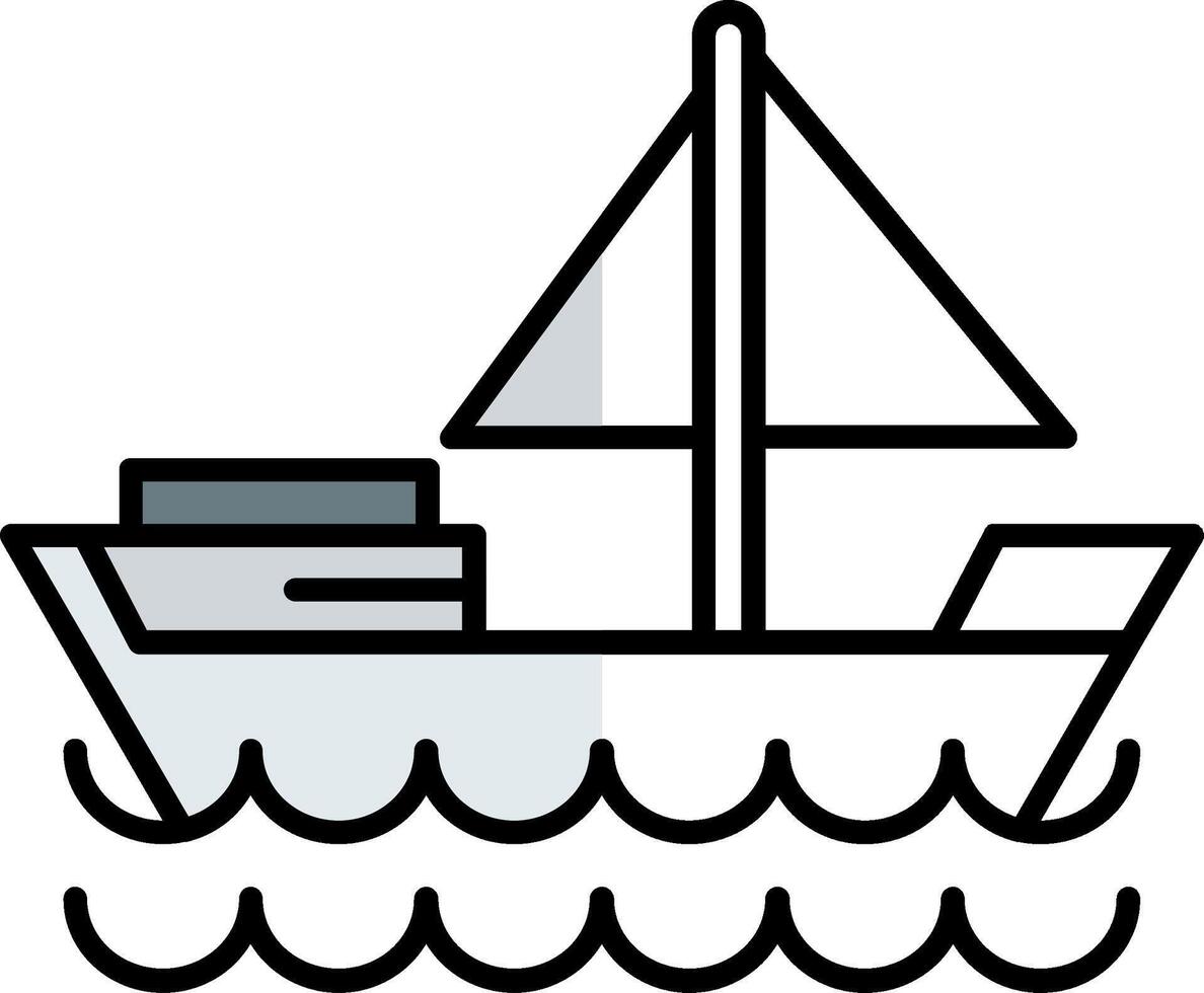 Dinghy Filled Half Cut Icon vector