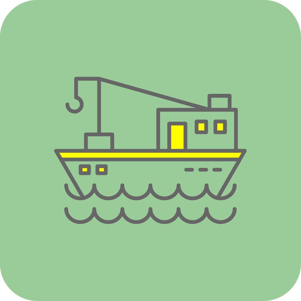 Fishing Boat Filled Yellow Icon vector