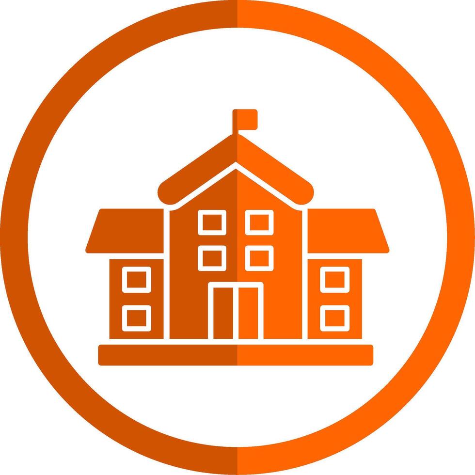 School Glyph Orange Circle Icon vector