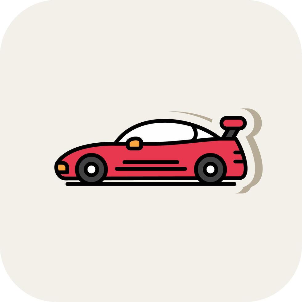 Sports Car Line Filled White Shadow Icon vector