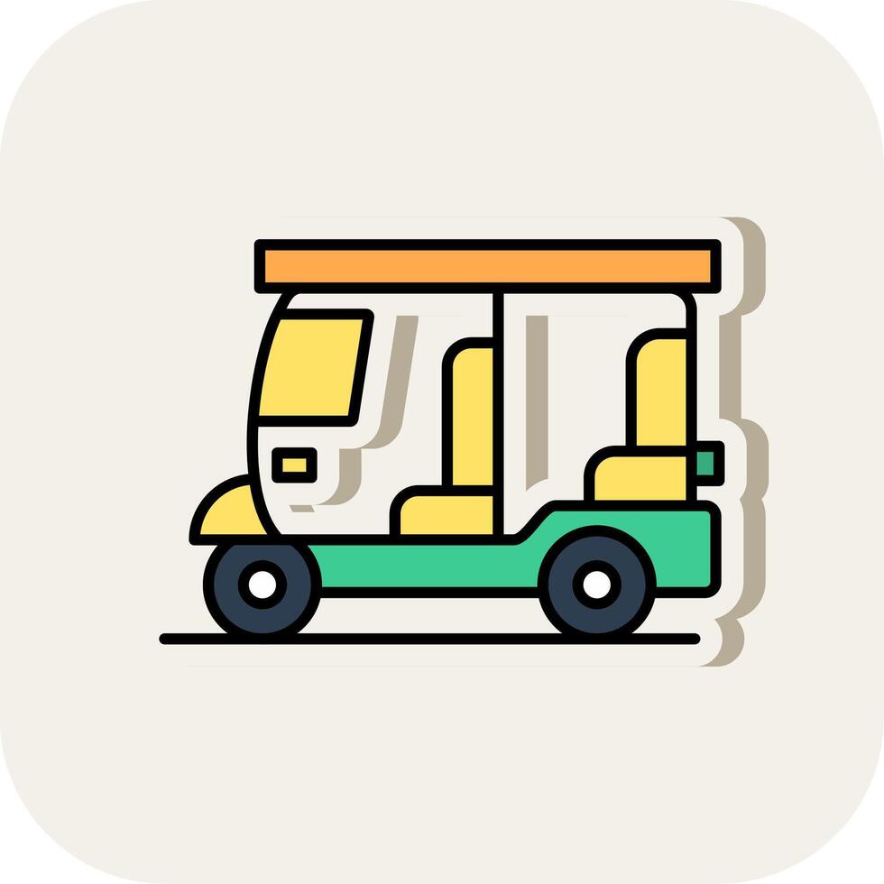 Rickshaw Line Filled White Shadow Icon vector