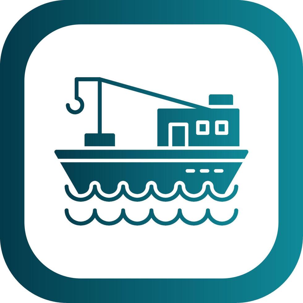 Fishing Boat Glyph Gradient Round Corner Icon vector