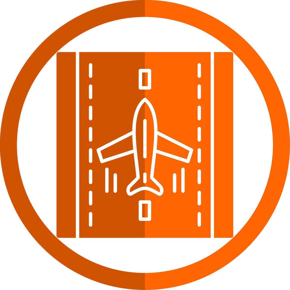 aterrizaje avión glifo naranja circulo icono vector