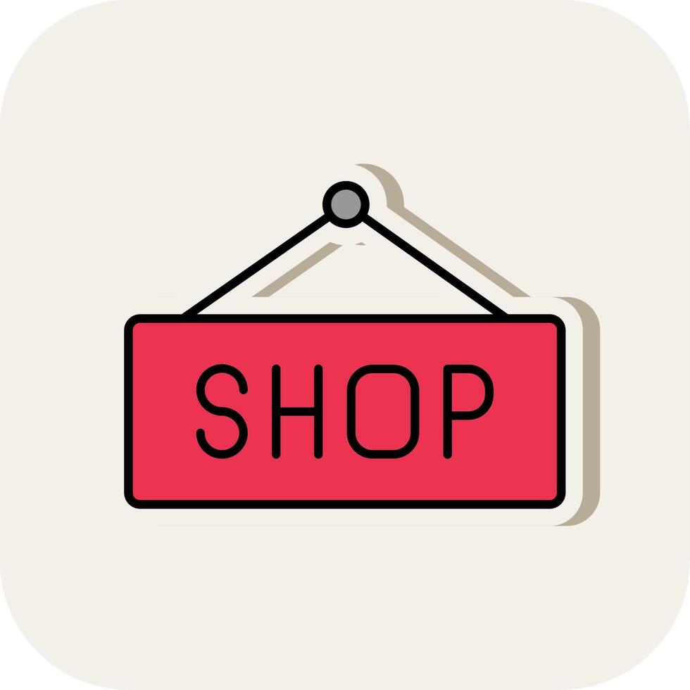 Shop Sign Line Filled White Shadow Icon vector