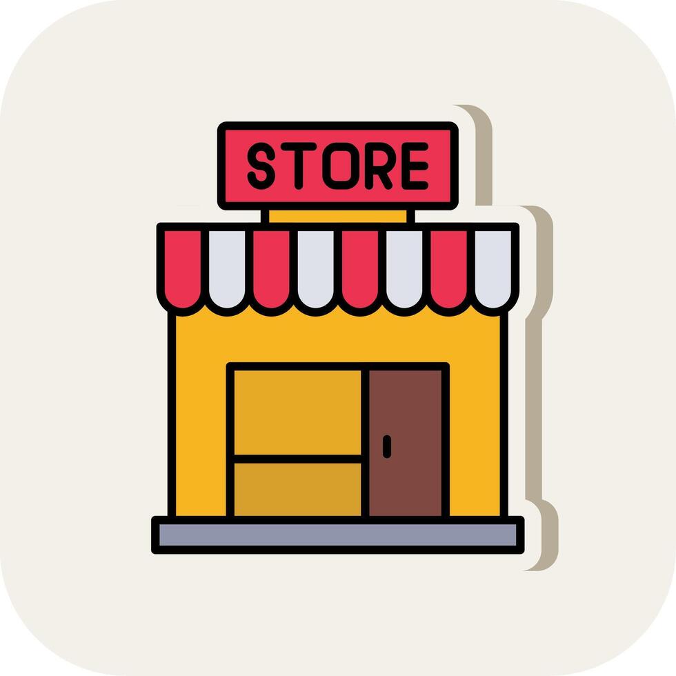 Store Line Filled White Shadow Icon vector