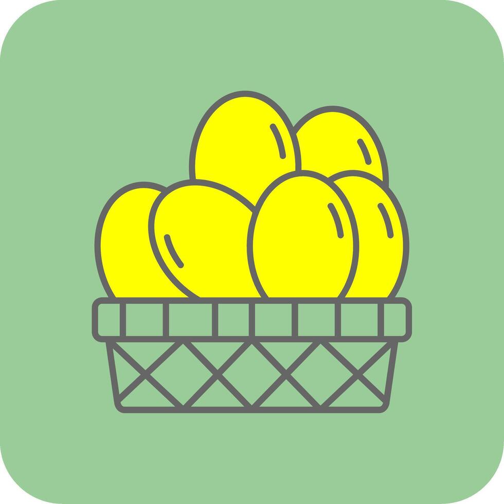 Eggs Basket Filled Yellow Icon vector