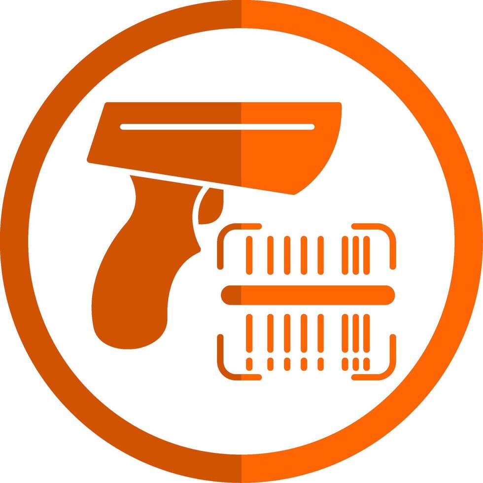 Barcode Glyph Orange Circle Icon vector