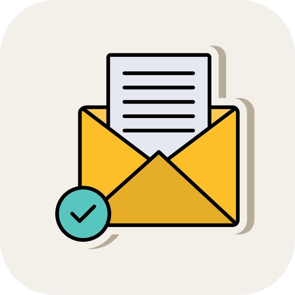 Open Email Line Filled White Shadow Icon vector