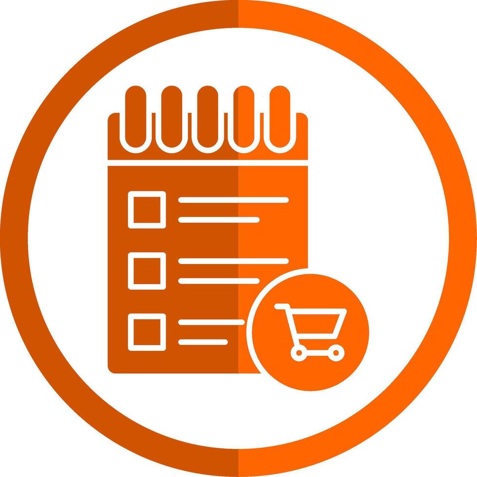 Shopping List Glyph Orange Circle Icon vector