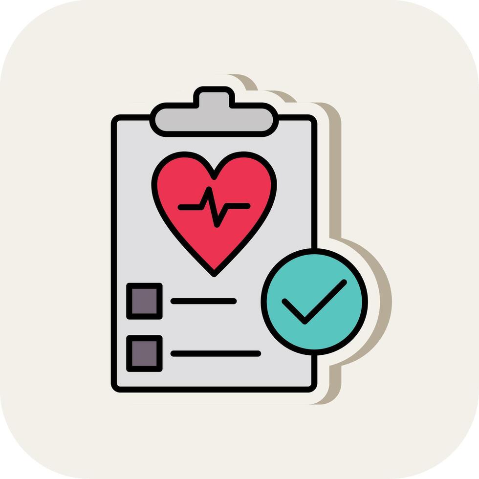 Health Check Line Filled White Shadow Icon vector