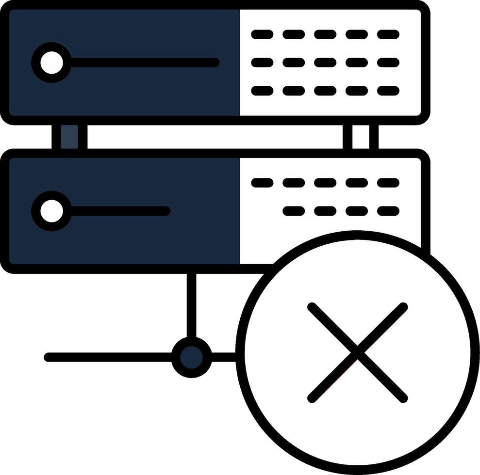 Eliminar datos lleno medio cortar icono vector