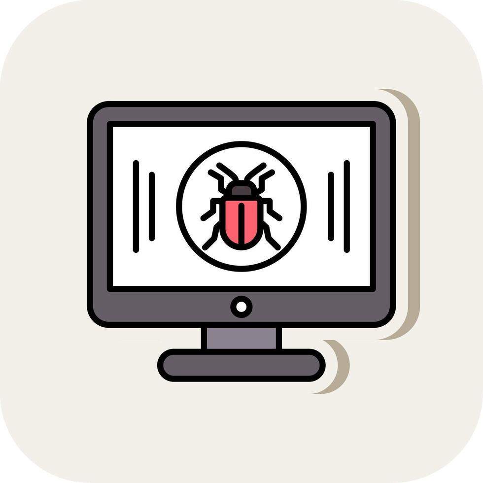 Malware Line Filled White Shadow Icon vector