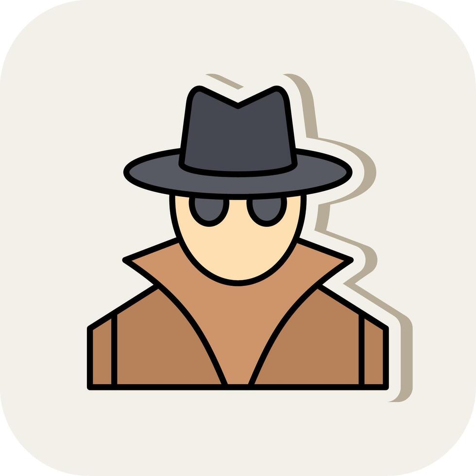 Spy Line Filled White Shadow Icon vector