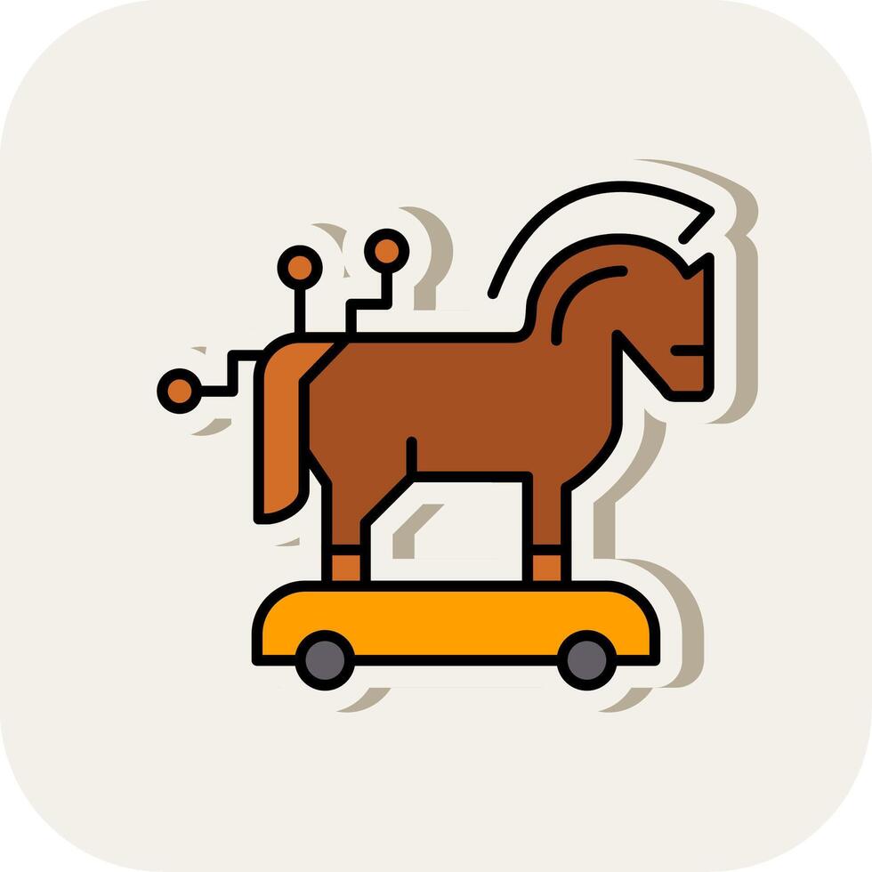 Trojan Horse Line Filled White Shadow Icon vector