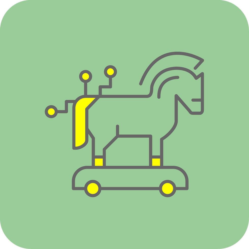 troyano caballo lleno amarillo icono vector