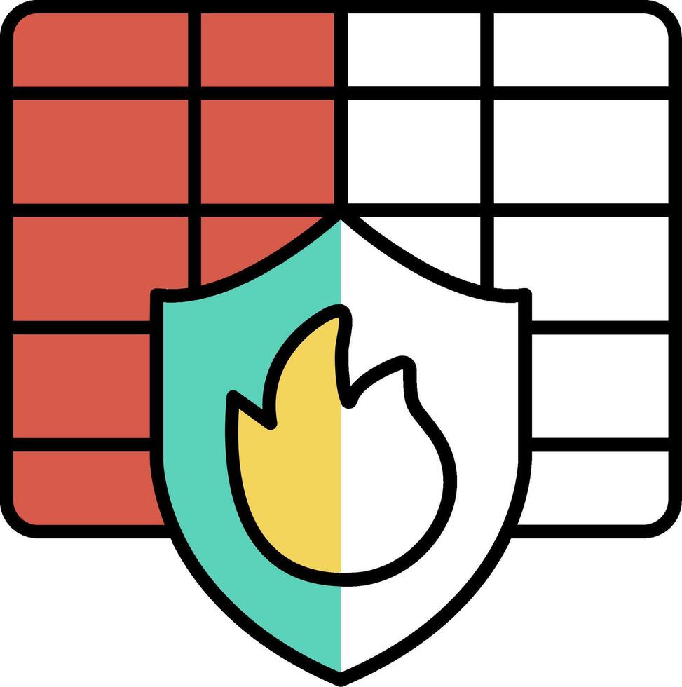 Firewall Filled Half Cut Icon vector