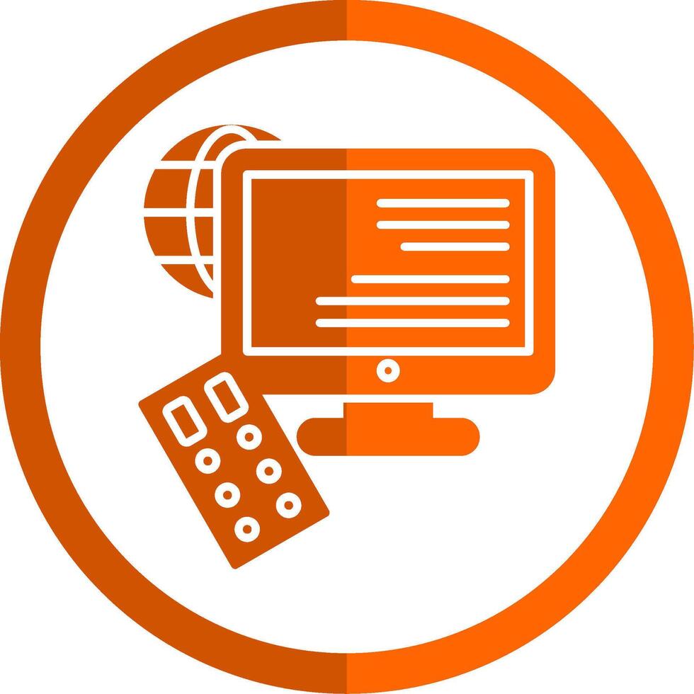 Remote Access Glyph Orange Circle Icon vector