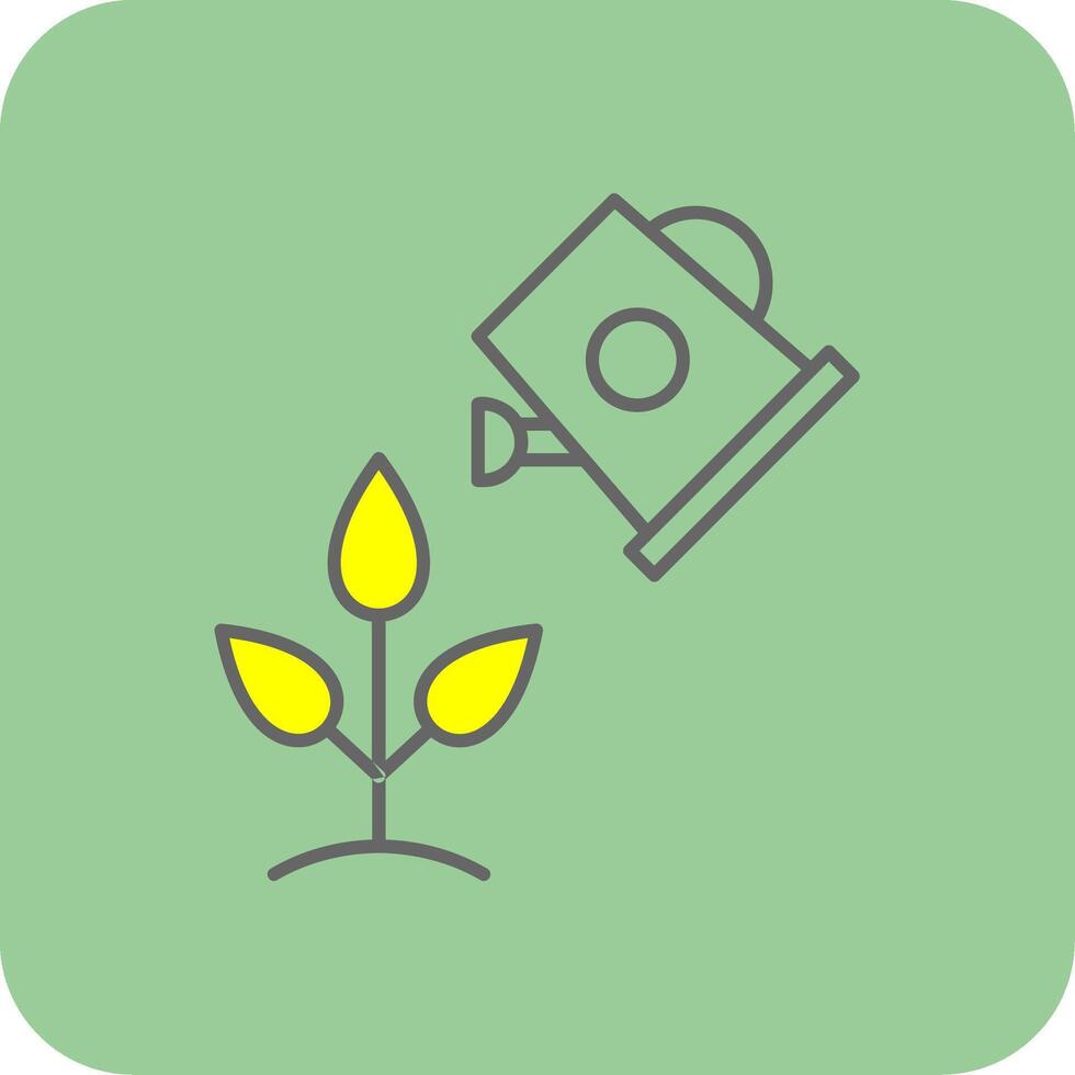 Watering Plants Filled Yellow Icon vector