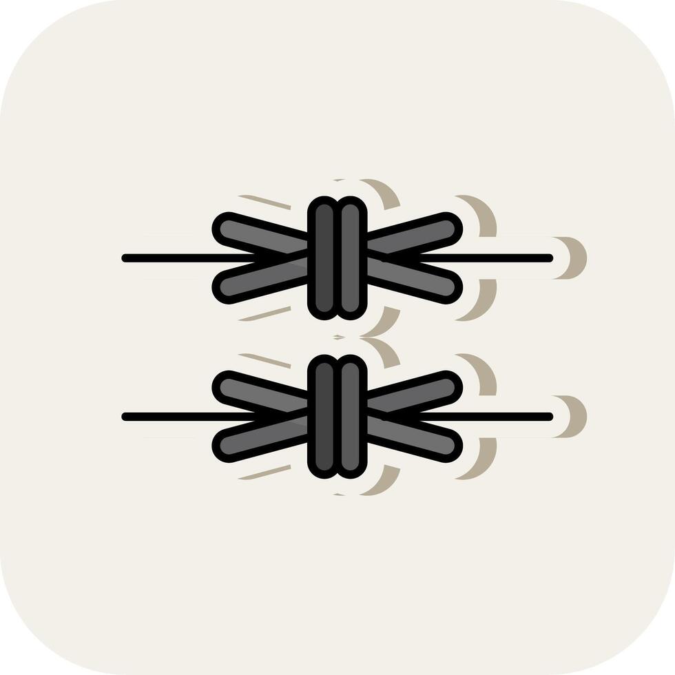 Barbed Wire Line Filled White Shadow Icon vector