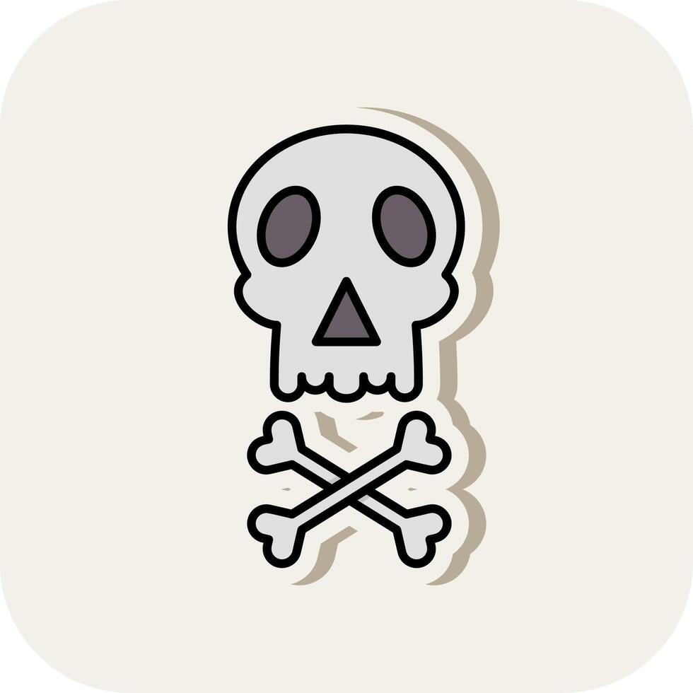 Skull Line Filled White Shadow Icon vector