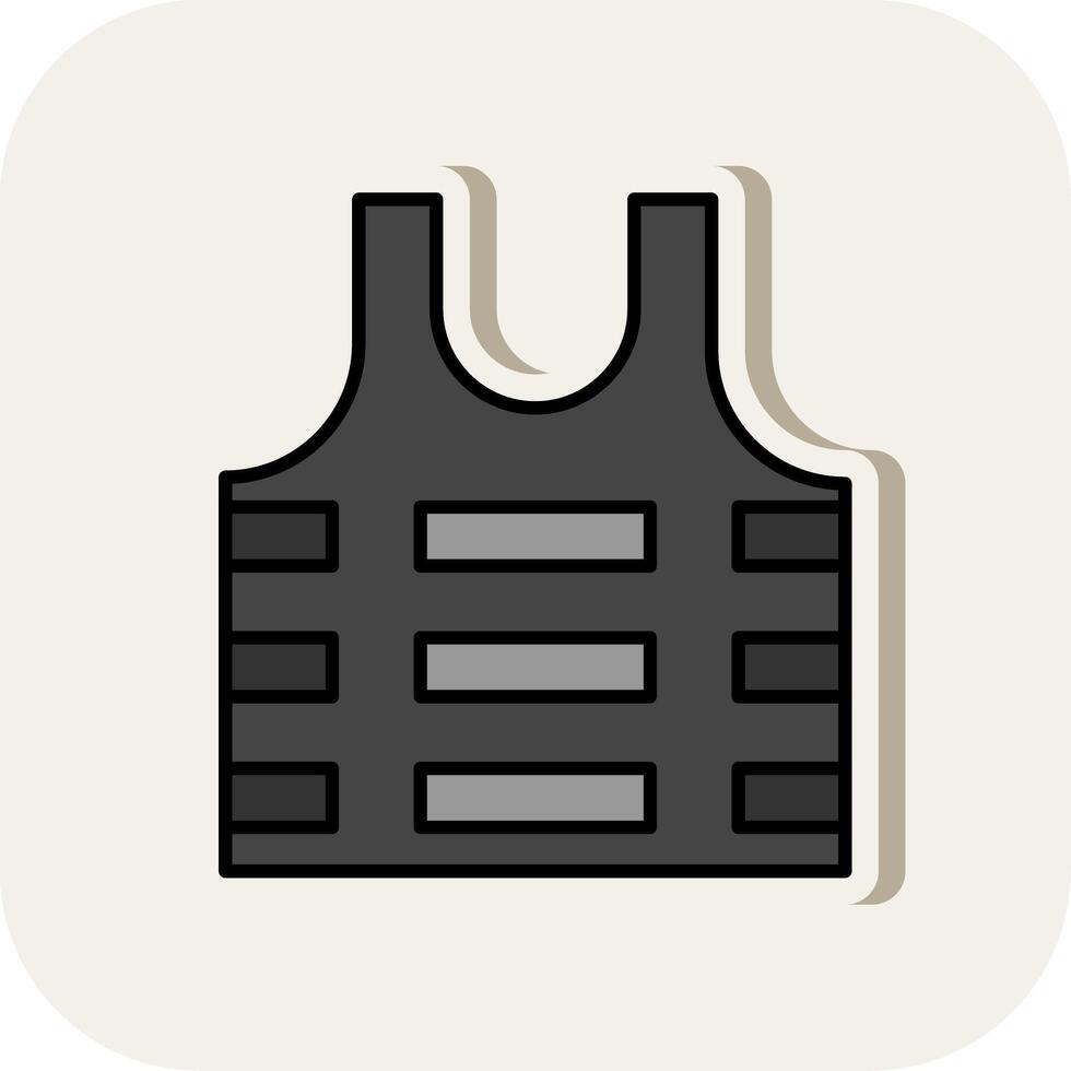 Bullet Proof Vest Line Filled White Shadow Icon vector