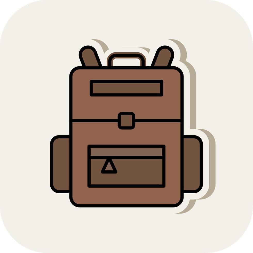 Backpack Line Filled White Shadow Icon vector