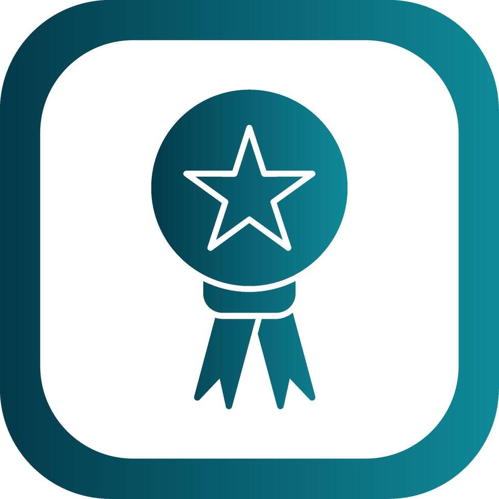 Star Medal Glyph Gradient Round Corner Icon vector