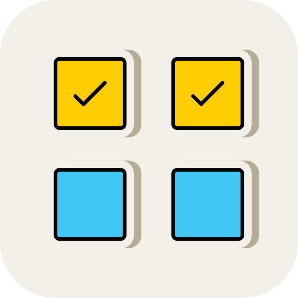 Check Box Line Filled White Shadow Icon vector