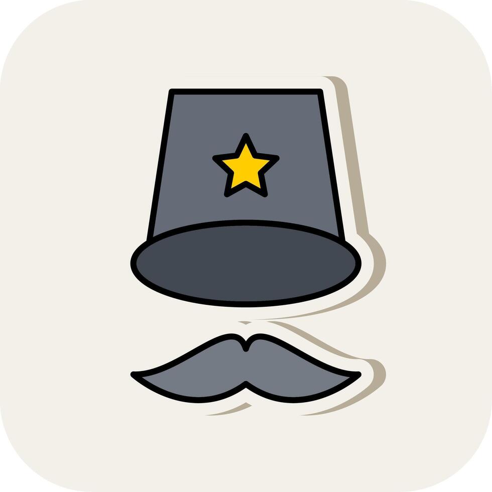 Top Hat Line Filled White Shadow Icon vector