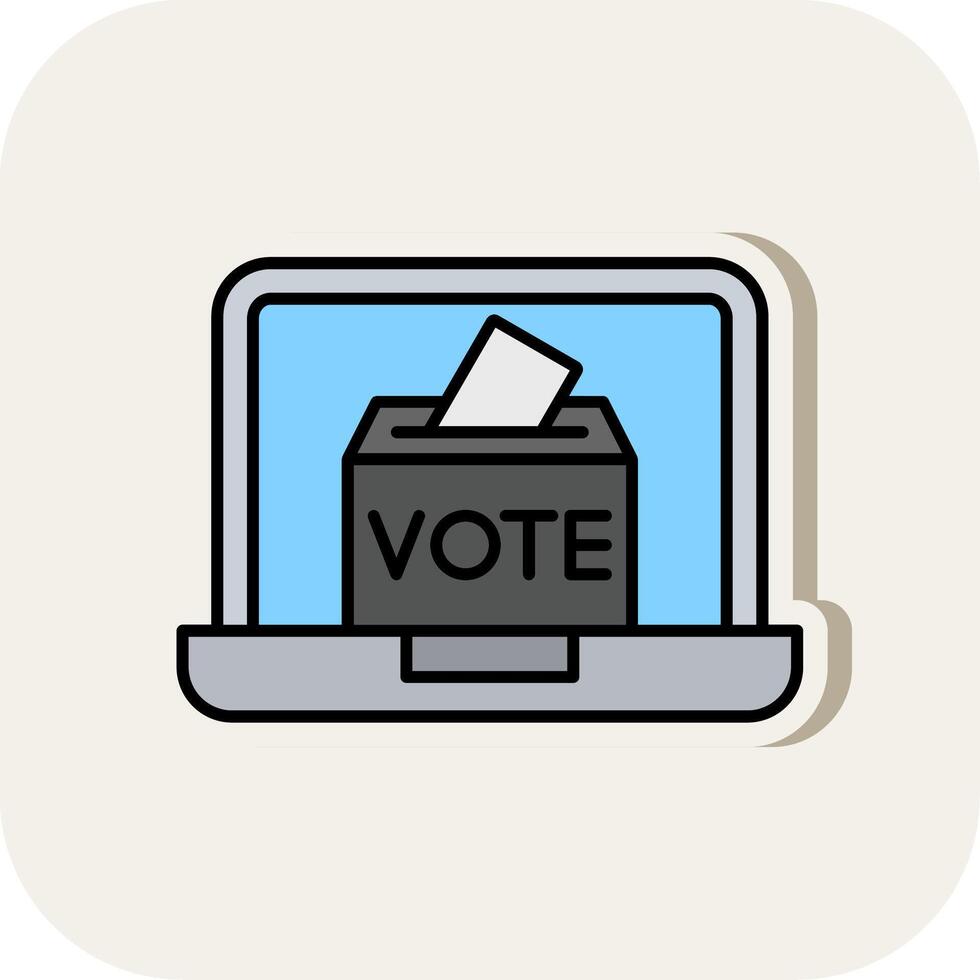 Online Voting Line Filled White Shadow Icon vector