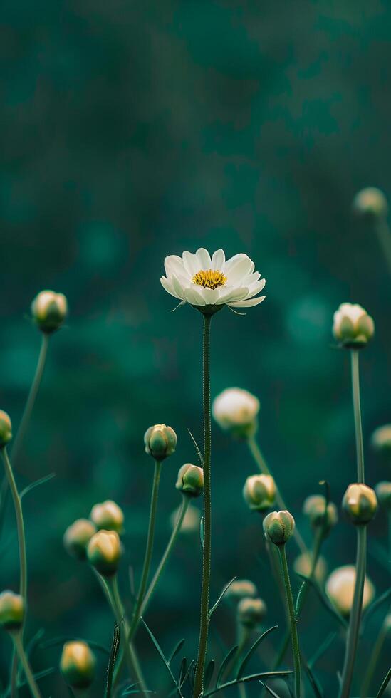 A single flower surrounded by many smaller buds reaching up for support, symbolizing the role of a therapist and support groups photo