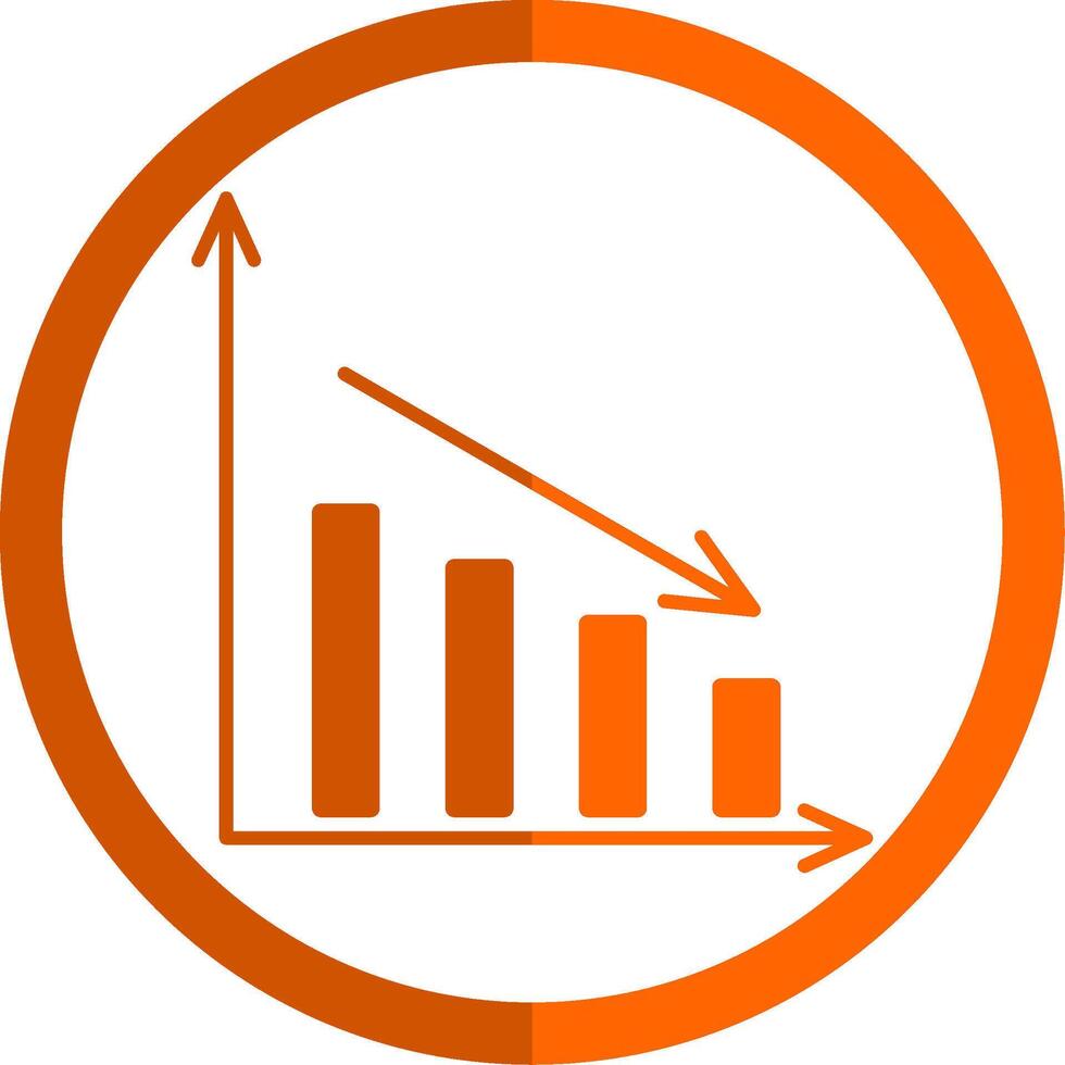 Bar Chart Glyph Orange Circle Icon vector