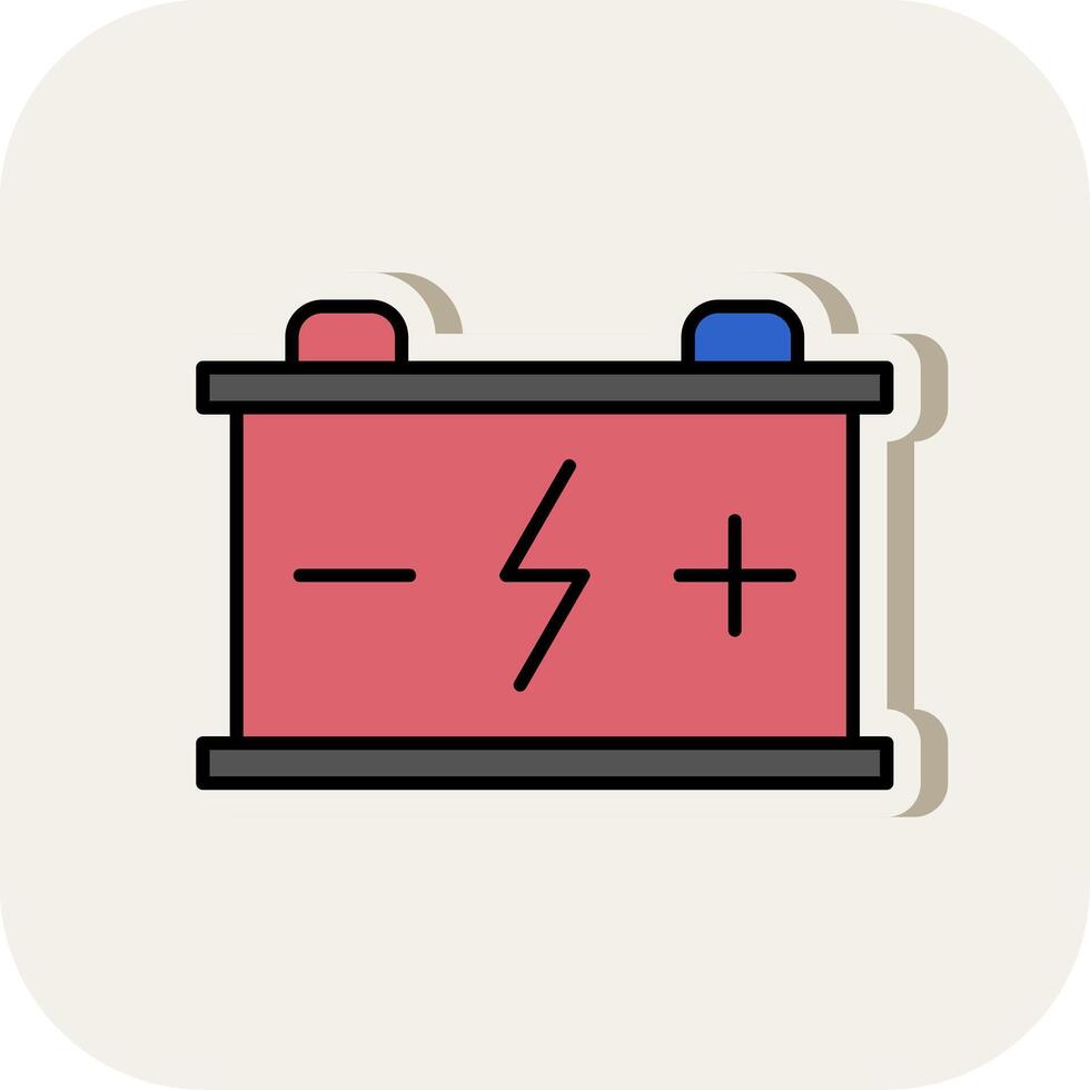 Battery Line Filled White Shadow Icon vector