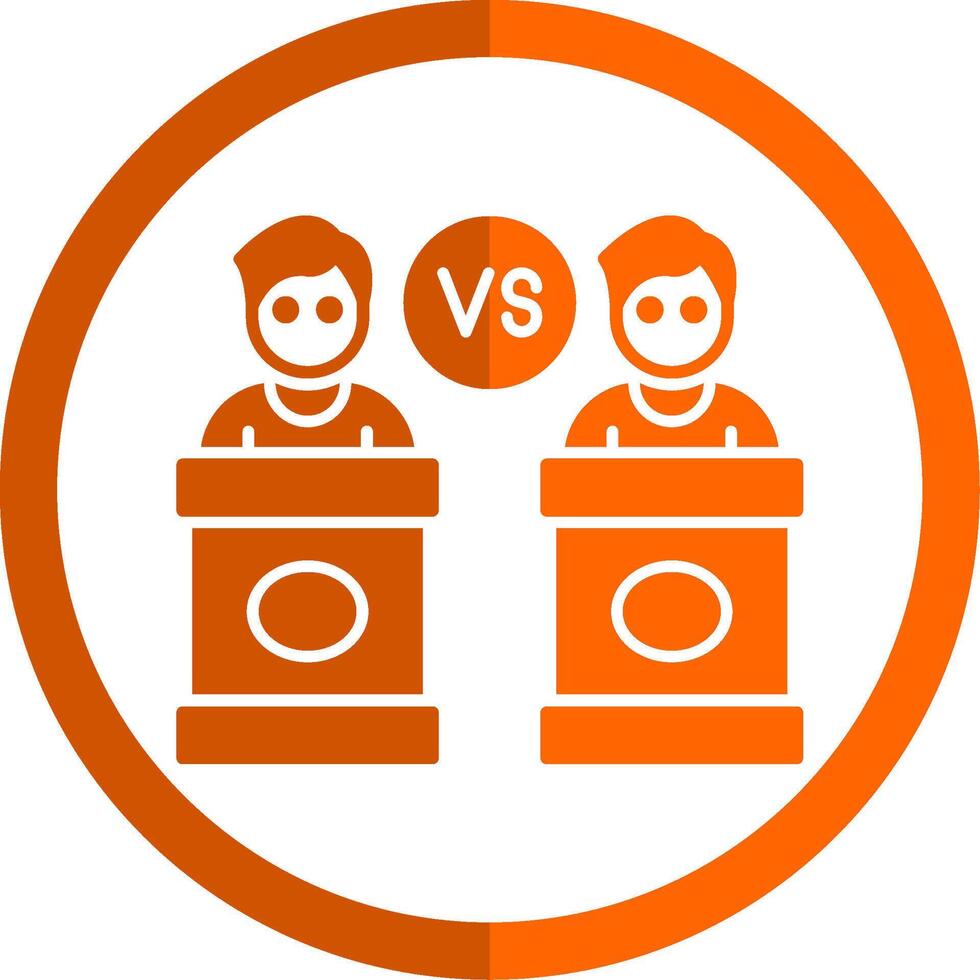 debate glifo naranja circulo icono vector