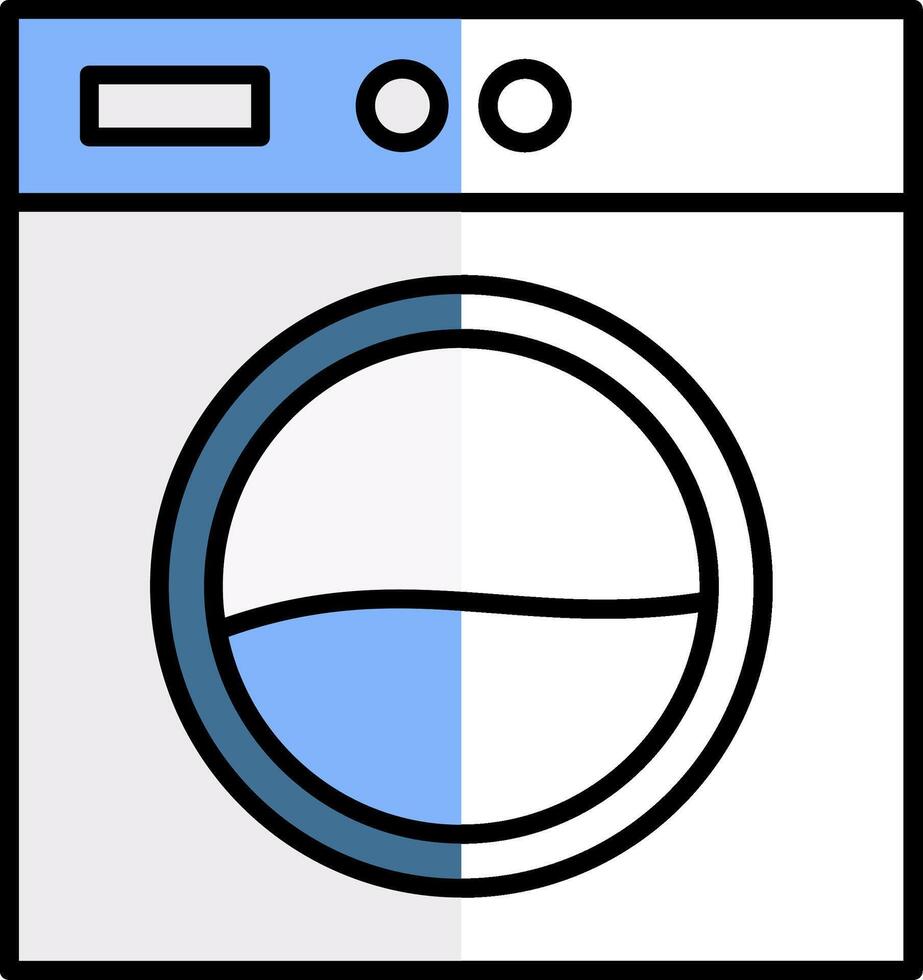 lavandería máquina lleno medio cortar icono vector