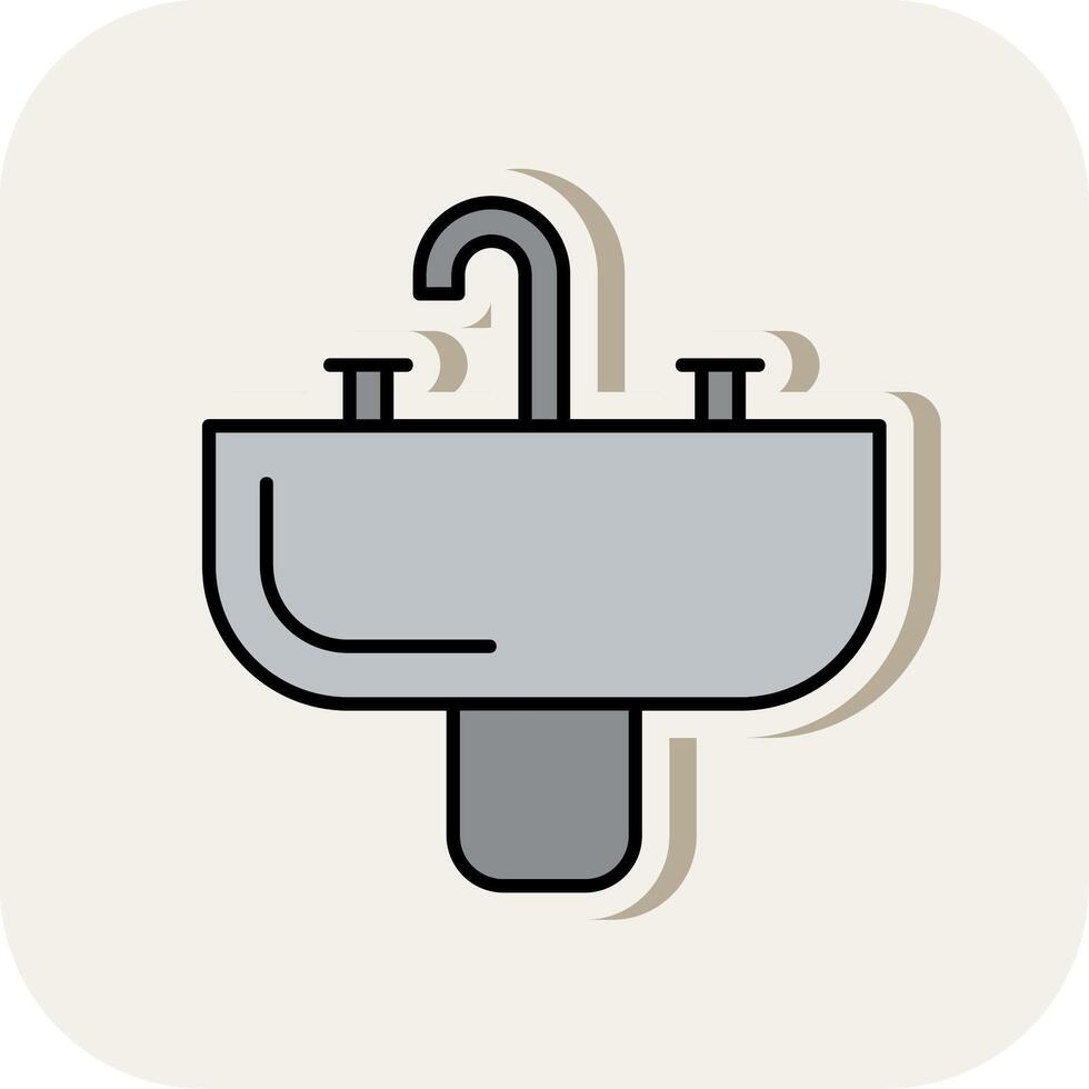 lavabo línea lleno blanco sombra icono vector