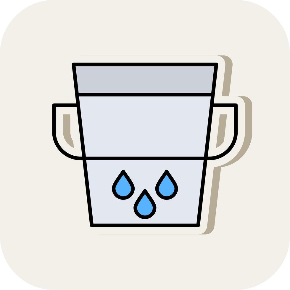 Water Bucket Line Filled White Shadow Icon vector