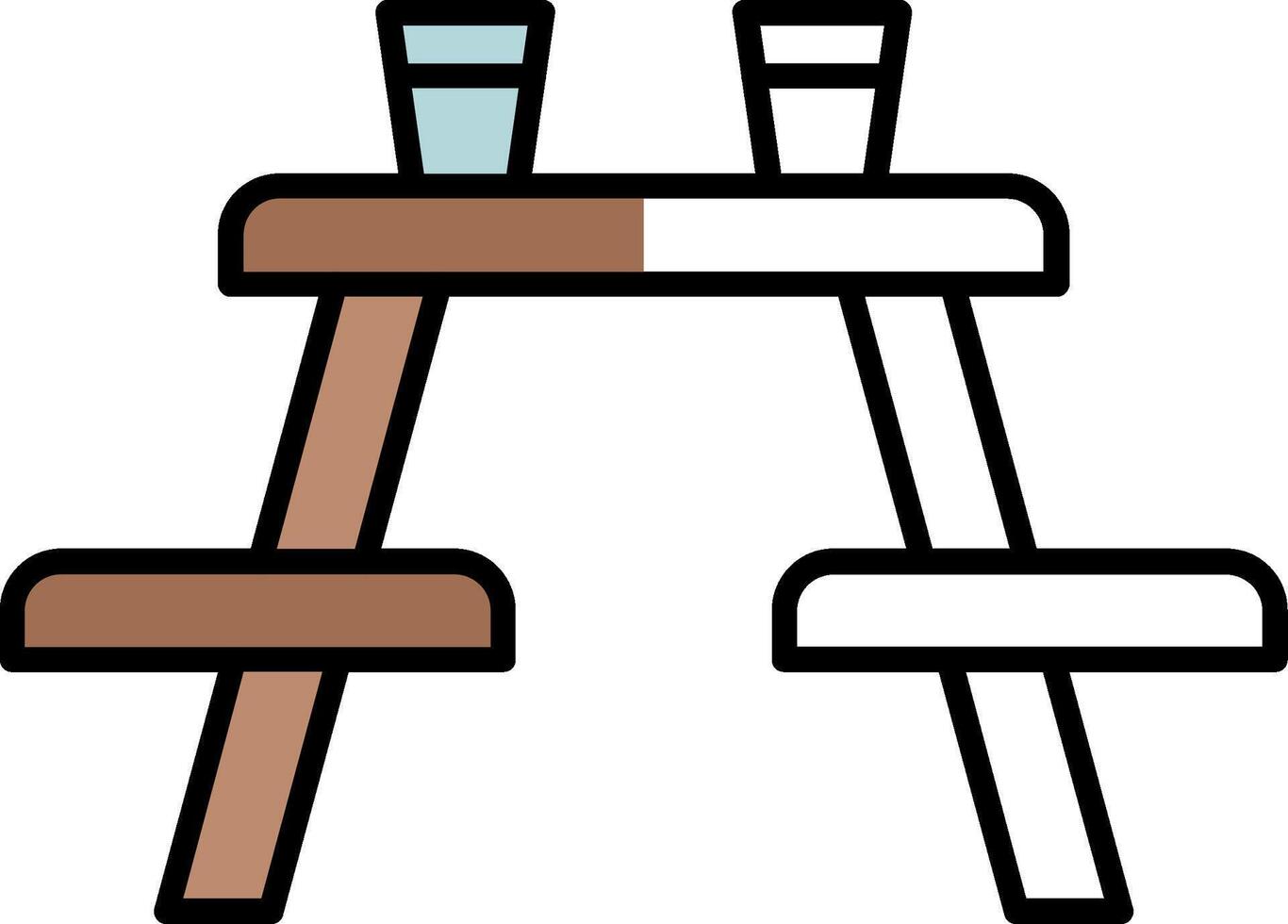 Picnic Table Filled Half Cut Icon vector