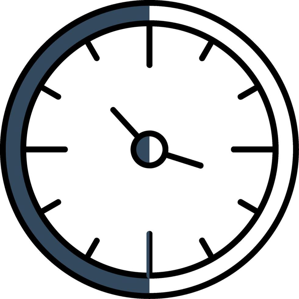 reloj lleno medio cortar icono vector